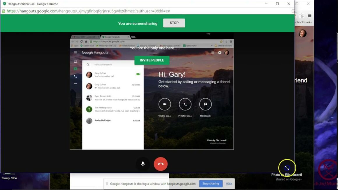 google hangouts screen sharing sidebar